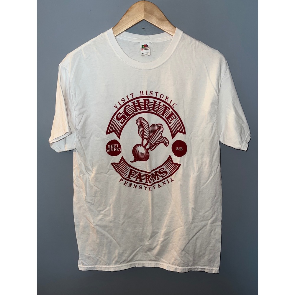 Fruit of the Loom Schrute Farms The Office Graphic T-Shirt White Mens Medium